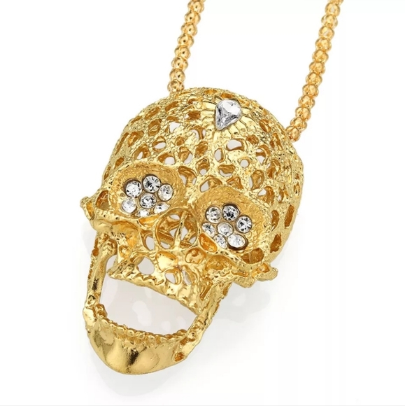 Choose your color gold Chrome or silver crystal 3rd eye skull necklace - Picture 6 of 16